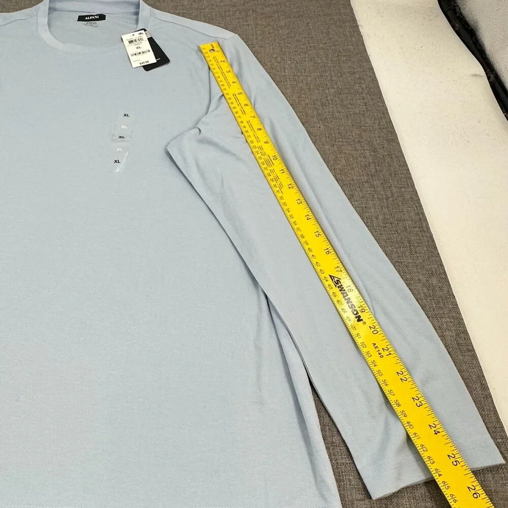 NEW! Mens Alfani Casual Shirt Long Sleeves XL $45 Blue Rayon, Polyester, Spandex